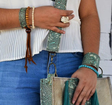 White Turquoise Slab on Hammered Gold Ring Base