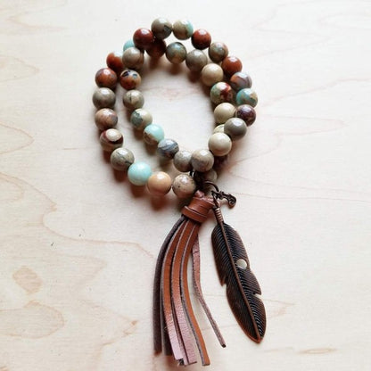 Aqua Terra Double Strand Bracelet with Tassel Aqua Terra Bracelet brown 1 