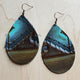 Leather Teardrop Earrings in Blue Navajo leather earrings blue small 