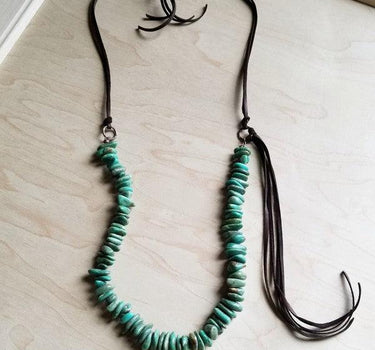 Natural Turquoise with Side Tie Leather Tassel