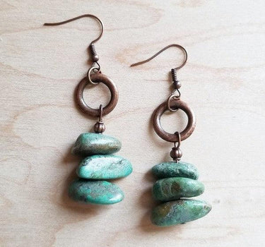 Natural Turquoise Stacked Gemstone Earrings
