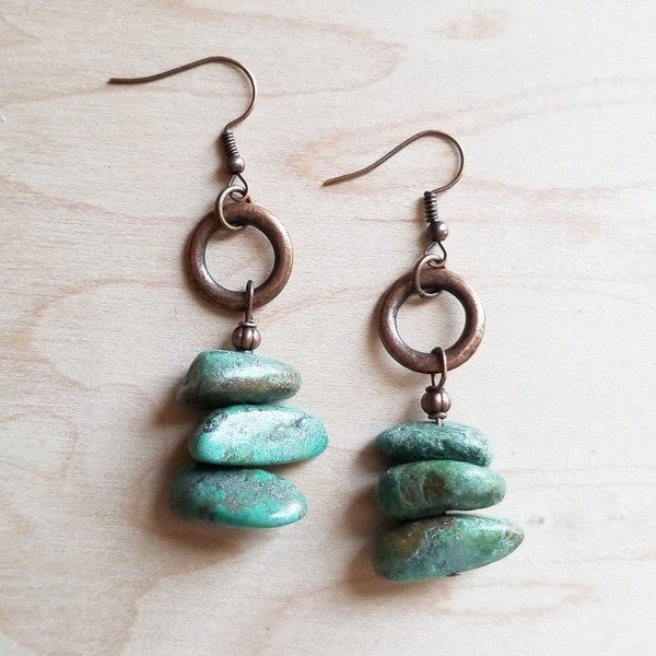 Natural Turquoise Stacked Gemstone Earrings Turquoise Earrings green 1 