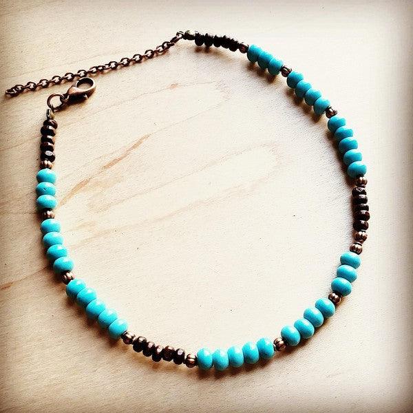 Blue Turquoise Choker Necklace - Three Mad Hatters Mercantile 