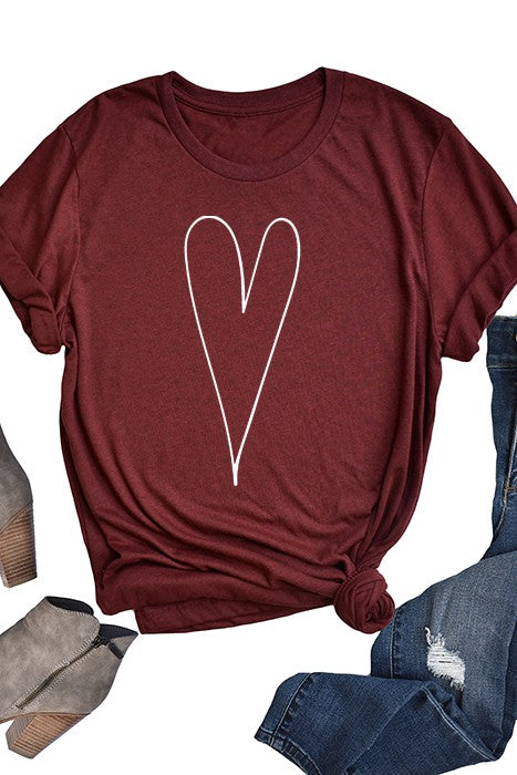 Long Heart T- Shirt Wine S 