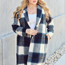 Double Take Plaid Button Up Lapel Collar Coat