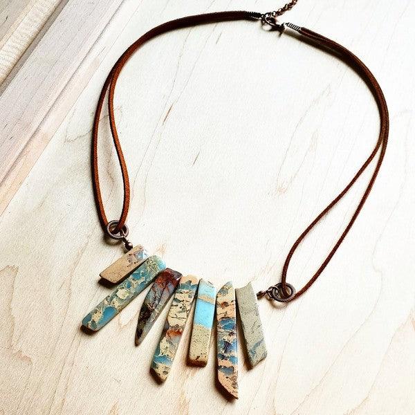 AQUA TERRA Leather Cord Necklace - Three Mad Hatters Mercantile 