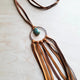 Tan Leather Dream Catcher with Turquoise Chunk Turquoise Necklace brown 1 