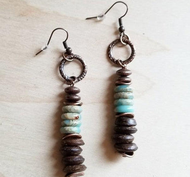 Aqua Terra and Wood Earrings