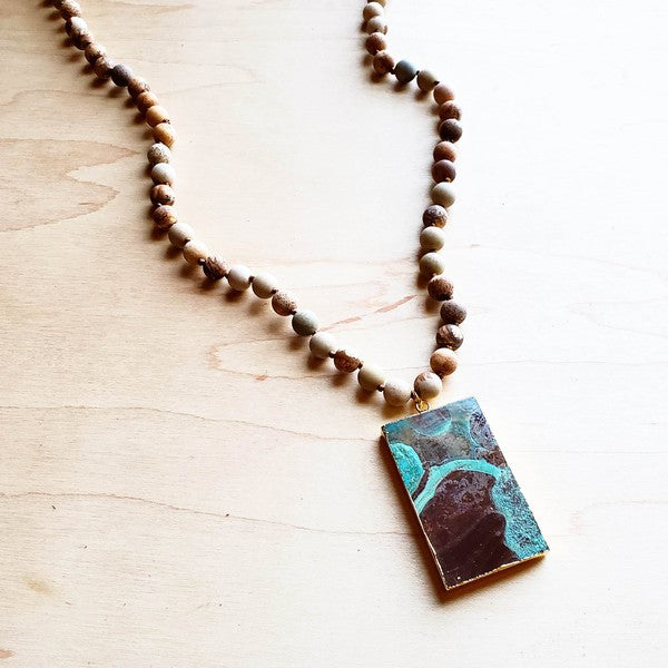 JASPER Necklace with Ocean Agate Pendant Jasper Necklace   