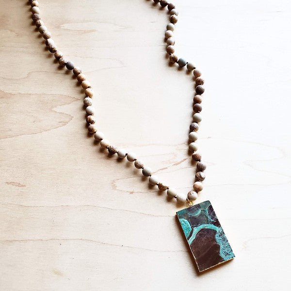 JASPER Necklace with Ocean Agate Pendant Jasper Necklace   