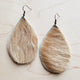Leather Teardrop Earrings in Hair on Hide Brindle leather earrings brown small 