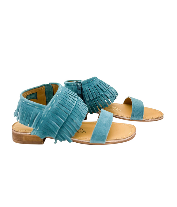 Fringe Star Sandal in Teal Shoes   