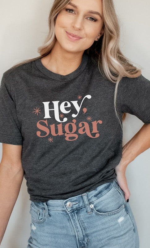 Hey Sugar Sparkle Valentines Day Graphic Tee T- Shirt Heather Charcoal S 