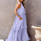 Ruffled Sleeveless Tiered Maxi Dress with Pockets  Lilac S 