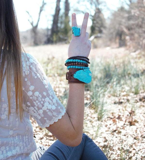 Bracelet Bar-Blue Turquoise Stackable Bracelet - Three Mad Hatters Mercantile 