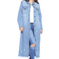 DENIM LONG JACKETS DISTRESSED WASHED Denim Jacket   