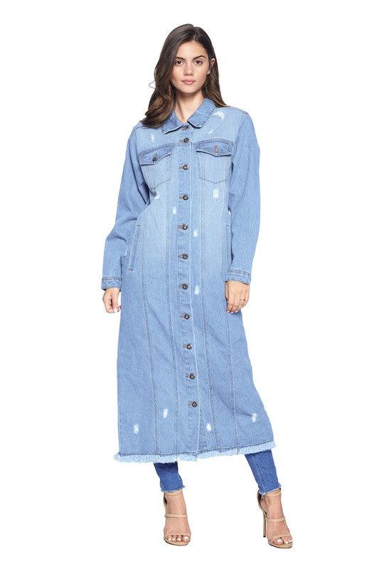 The Ultimate Denim Duster: Blue Age Long Denim Jacket - Three Mad Hatters Mercantile 