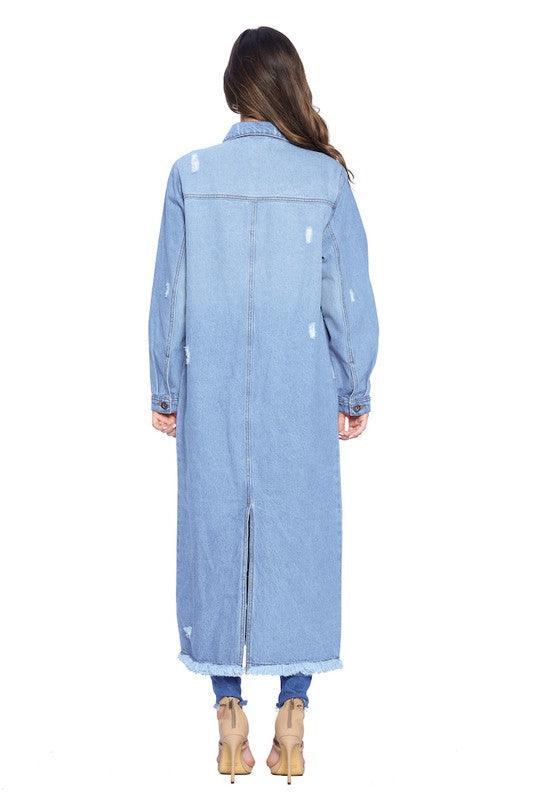 The Ultimate Denim Duster: Blue Age Long Denim Jacket - Three Mad Hatters Mercantile 