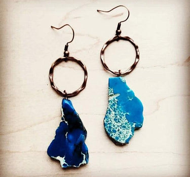 Blue Regalite Chunky Earrings
