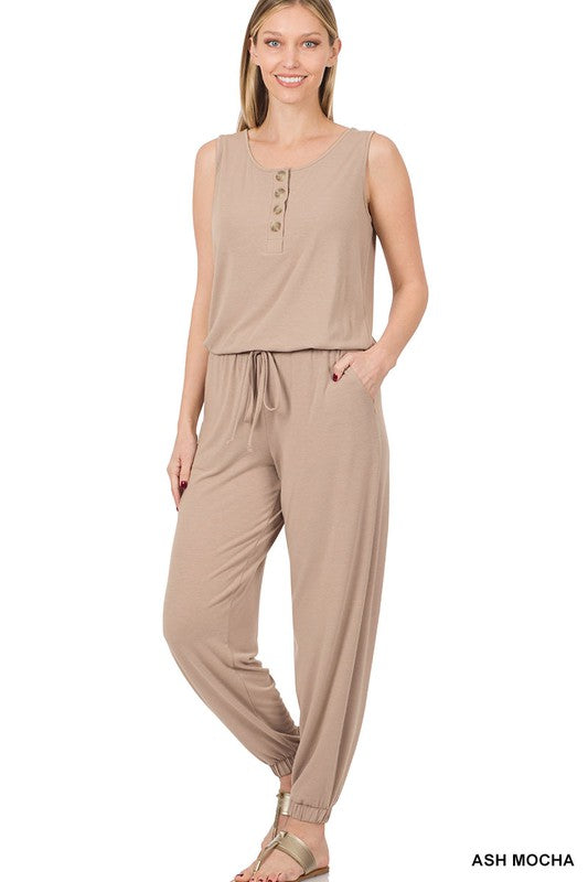 Sleeveless Jogger Jumpsuit Jumpsuit ASH MOCHA S 