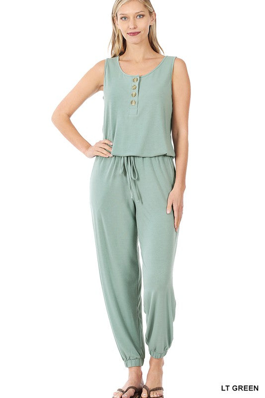 Sleeveless Jogger Jumpsuit Jumpsuit LT GREEN S 