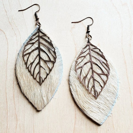 Oval Earrings in Blond Hair w/ Copper Feather copper earrings   