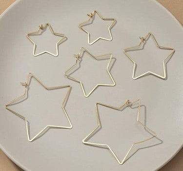 Trio graduate size star hoop earrings