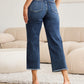 RFM Tummy Control High Waist Raw Hem Jeans Denim   