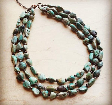 Triple Strand Turquoise & Copper Collar Necklace