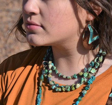 Triple Strand Turquoise & Copper Collar Necklace
