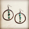 Copper Hoop Earrings w/ Natural Turquoise and Wood