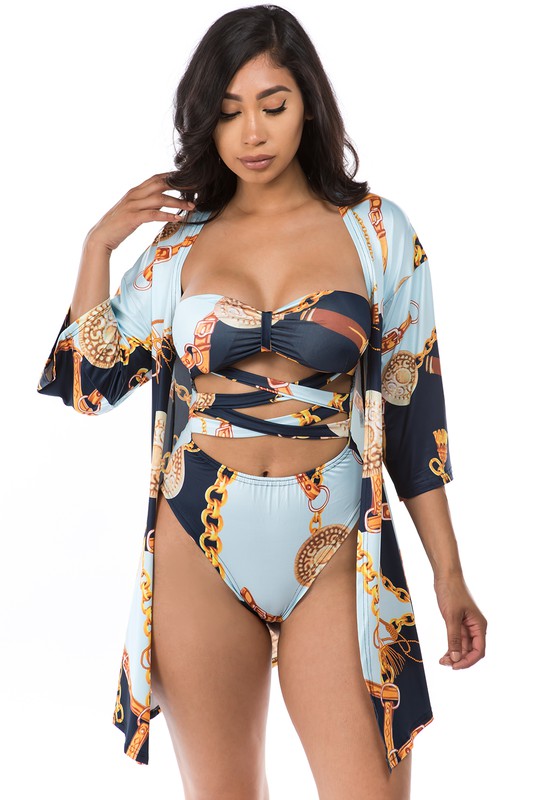 TWOPIECE SET SWIMWEAR  BLUE FLORAL S 