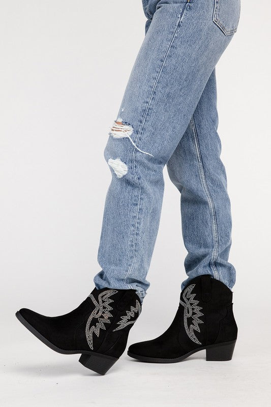 RONAN Rhinestone Western Booties Bootie   