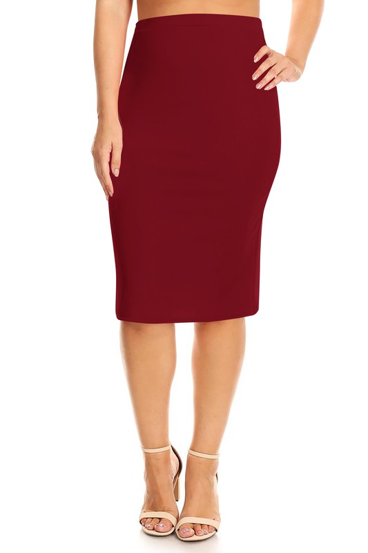 Plus Size Knee length pencil Skirt Pencil Skirt Burgundy XL 