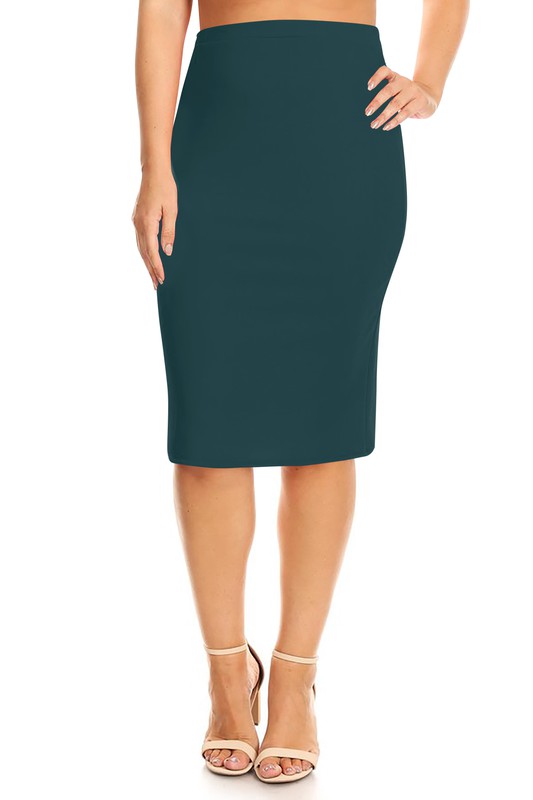 Plus Size Knee length pencil Skirt Pencil Skirt Green XL 