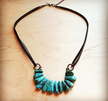 Natural Turquoise leather cord necklace