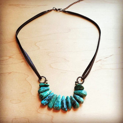 Natural Turquoise leather cord necklace Turquoise Necklace green 1 