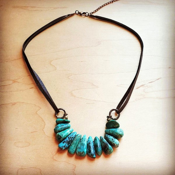 Natural Turquoise leather cord necklace Turquoise Necklace green 1 