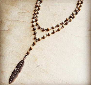 Double strand lariat picture jasper necklace