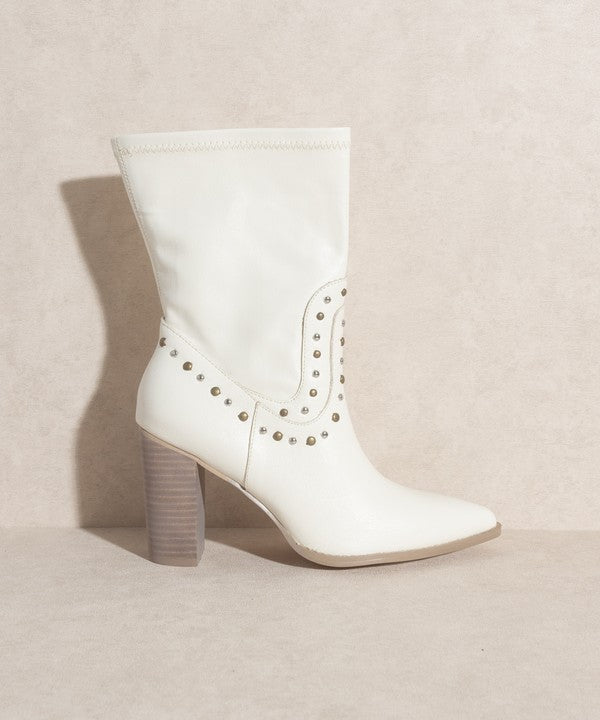 OASIS SOCIETY Paris - Studded Boots High Heel Boot WHITE 6 