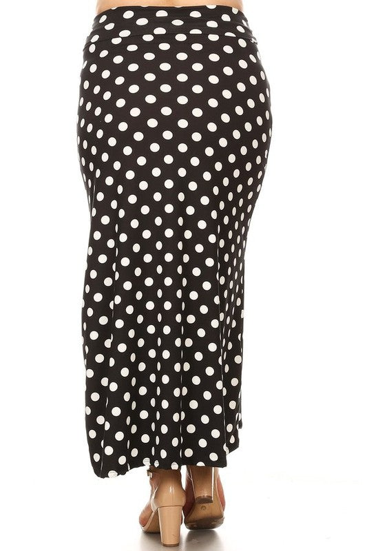 Plus size Polka dot  maxi length skirt Maxi Skirt   