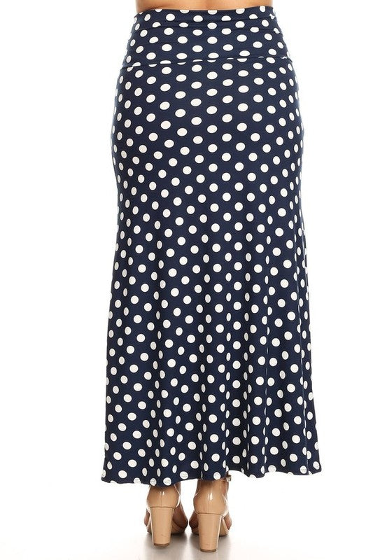 Plus size Polka dot  maxi length skirt Maxi Skirt   