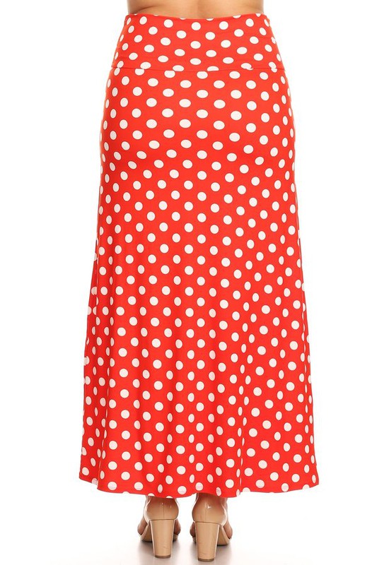 Plus size Polka dot  maxi length skirt Maxi Skirt   