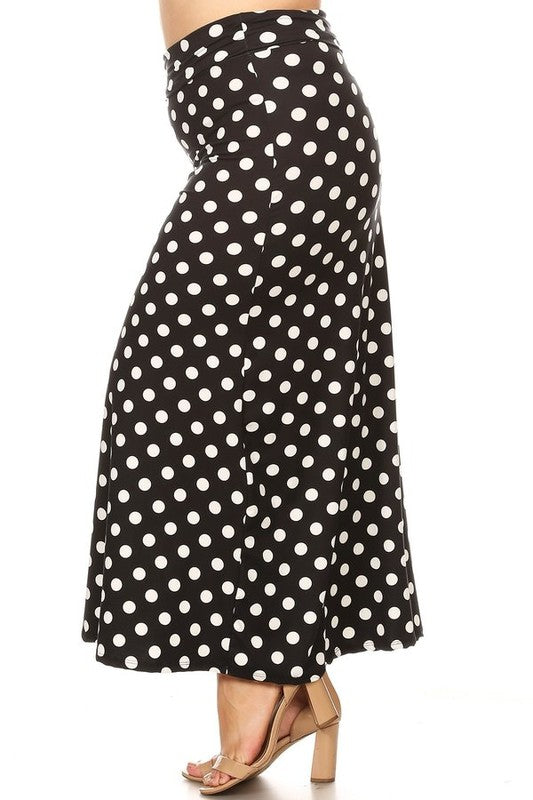 Plus size Polka dot  maxi length skirt Maxi Skirt   