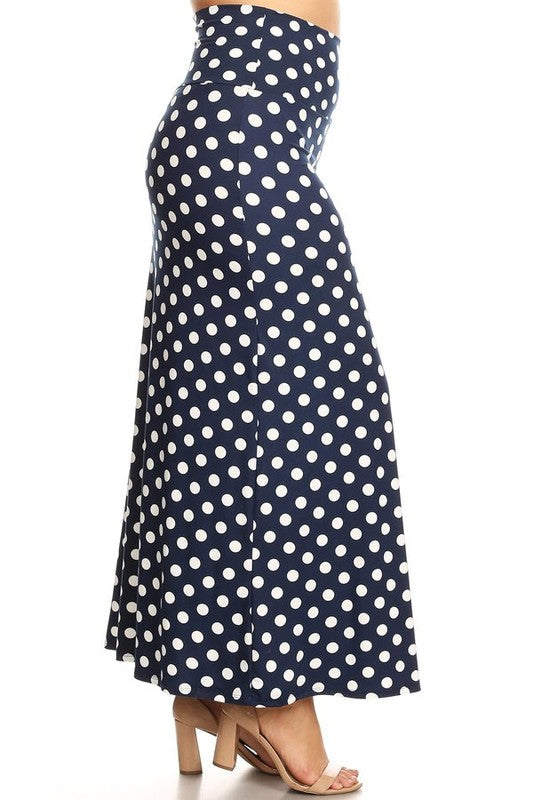 Plus size Polka dot  maxi length skirt Maxi Skirt   