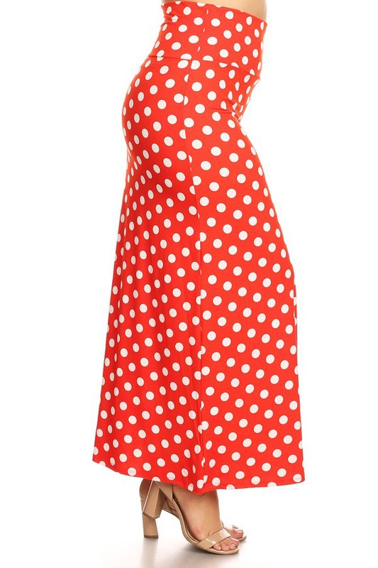 Plus size Polka dot  maxi length skirt Maxi Skirt   