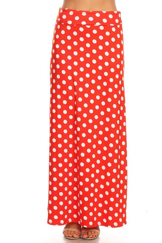 Polka dot maxi length skirt Maxi Skirt Red S 