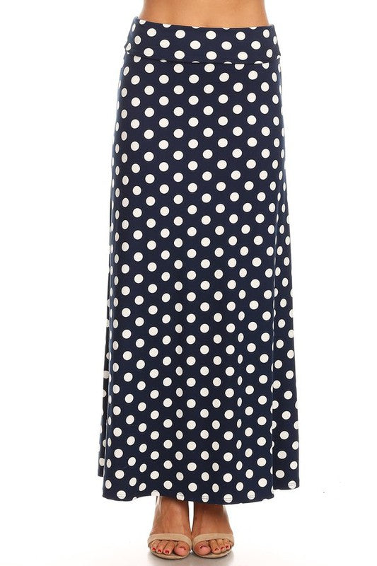 Polka dot maxi length skirt Maxi Skirt Navy S 