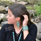 Leather Oval Earrings Cowboy Turquoise Earrings   