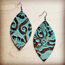Leather Oval Earrings Cowboy Turquoise